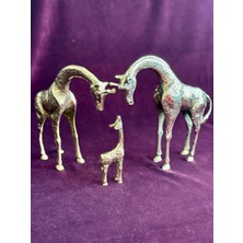 Pirinç Zürafa Ailesi Obje, Hediyelik, Biblo, Süs Eşyası