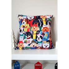 Moda Köpekler Tasarımlı Kırlent Kılıfı 43 x 43 cm