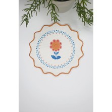 Folk Stili Çiçek Desenli Dekoratif Nakış Kenar Kumaş Kokteyl Peçetesi 1 Adet