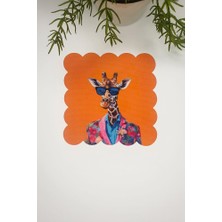 Sulu Boya Maximalist Zürafa Tasarımlı Lazer Kesim Kumaş Kokteyl Peçetesi 1 Adet