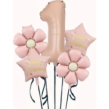 Papatya Karamel Happy Birthday 1 Yaş Folyo Balon Set