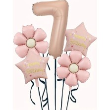 Papatya Karamel Happy Birthday 7 Yaş Folyo Balon Set