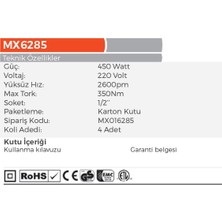 Max Extra MX6285 - 1/2 Elektrikli Somun Sökme Makinası 450 Watt