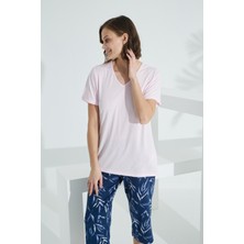 Bambu Soft Kumaş Kısa Kol Kapri Takım 71038