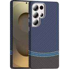 Galaxy S25 Ultra Kılıf M-Safe Şarj Özellikli Karbon Fiber Görünümlü Zore Gros Kapak