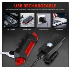 Usb Şarj Led Bisiklet Scooter Ön Far Arka Işık Lambası Işık Seti Bisiklet Far
