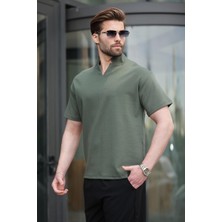 Haki Polo Yaka Erkek Basic T-Shirt E7145
