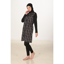 Tam Kapalı Desenli Paraşüt Kumaş Tesettür Mayo 3443
