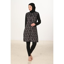 Tam Kapalı Desenli Paraşüt Kumaş Tesettür Mayo 3443