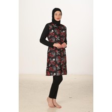 Tam Kapalı Desenli Paraşüt Kumaş Tesettür Mayo 3435