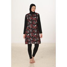 Tam Kapalı Desenli Paraşüt Kumaş Tesettür Mayo 3435