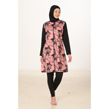 Tam Kapalı Desenli Paraşüt Kumaş Tesettür Mayo 3446