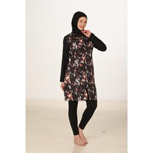 Tam Kapalı Desenli Paraşüt Kumaş Tesettür Mayo 3444