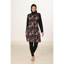 Tam Kapalı Desenli Paraşüt Kumaş Tesettür Mayo 3444
