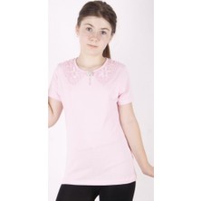 Toontoy Kız Çocuk Önü Dantelli Okul Tişört