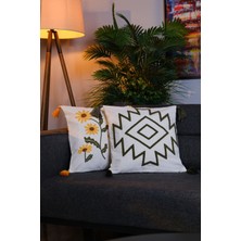 Dekomall 2'li Set Püsküllü Punch Panç Nakışlı Kırlent Kılıfı 001 43 x 43 cm