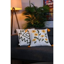 Dekomall 2'li Set Püsküllü Punch Panç Nakışlı Kırlent Kılıfı 001 43 x 43 cm