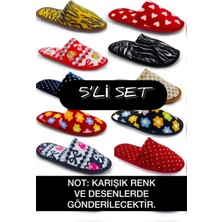 5'li Önü Kapalı Terlik Peluş Yıkanabilir Kışlık Ev Terliği Misafir Çeyiz Bohça Terliği