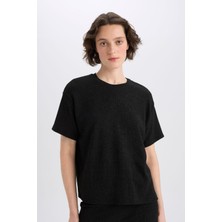 DeFacto Relax Fit Basic Bürümcük Siyah Tişört C3843AX25SP