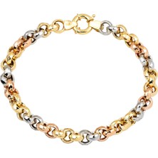 Renkli Halkalı 14 Ayar Altın Bileklik