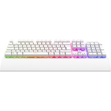 Rampage KB-RX77 Runner Beyaz USB Rainbow Aydınlatmalı Q Bilek Destekli Gaming Klavye