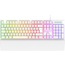 Rampage KB-RX77 Runner Beyaz USB Rainbow Aydınlatmalı Q Bilek Destekli Gaming Klavye