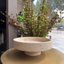 Traverten Mermer Ayaklı  Sunumluk , Traverten Mermerdekoratif Kase,ev Hediyelik