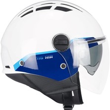 Cgm 116G Aır Bıco Açık Kask Mavi-Beyaz Uzun Vizör+Güneş Vizörlü -M