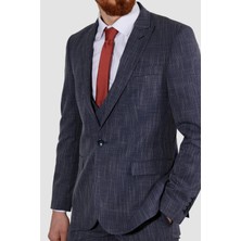 Smokın 6504  Cızgılı Takım Elbıse-Lacivert