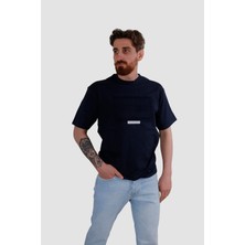 Globay 3064 Hsk Baskılı Oversıze T-Shırt-Lacivert