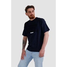 Globay 3064 Hsk Baskılı Oversıze T-Shırt-Lacivert