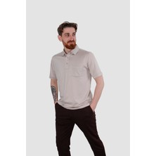 Globay 2510 Hsk Duz Polo Yaka T-Shırt-Bej