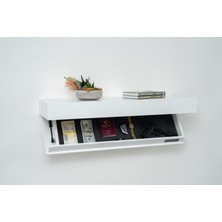 PERLUSSO/RACK90-Beyaz-Rfid Kartlı Gizli Bölmeli Lake Duvar Rafı