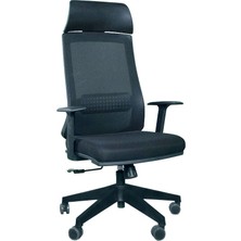 Casella Sunset Siyah Sabit Başlık Ergonomik Konforlu Ultra Lüks Trend Ofis Çalışma Yönetici Koltuğu