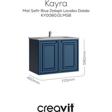 Kayra Mat Safir Blue Kapaklı Lavabo Dolabı 80CM
