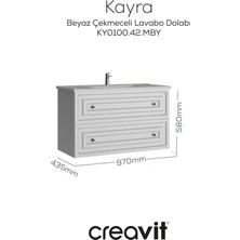 Kayra Mat Beyaz Lavabo Dolabı Çekmeceli 100CM