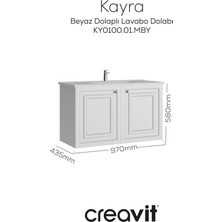 Kayra Lavabo Dolabı Kapaklı 100CM Mat Beyaz