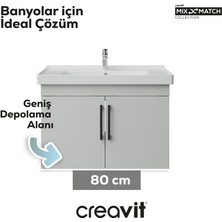 D20 80 cm Kapaklı Lavabo Dolabı Beyaz Melamin Kapak (Demonte)
