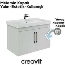D20 80 cm Kapaklı Lavabo Dolabı Beyaz Melamin Kapak (Demonte)