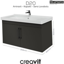 D20 100 cm Kapaklı Lavabo Dolabı Antrasit Melamin