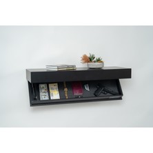 PERLUSSO/RACK90-Siyah-Rfid Kartlı Gizli Bölmeli Lake Duvar Rafı