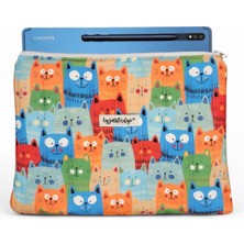 Ayza Stüdyo Pofuduk Kitap Kılıfı, Kitap Çantası, Apple iPad/tablet Aksesuar Çantası (30X25CM) - Happy Cats