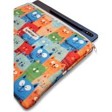 Ayza Stüdyo Pofuduk Kitap Kılıfı, Kitap Çantası, Apple iPad/tablet Aksesuar Çantası (30X25CM) - Happy Cats
