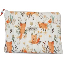Ayza Stüdyo Pofuduk Kitap Kılıfı, Kitap Çantası, Apple iPad/tablet Aksesuar Çantası (30X25CM) - Cute Foxes
