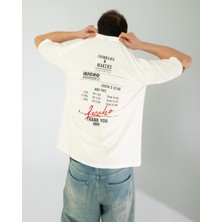 Oversıze Unisex Baskılı T-Shırt Barcode Ecrou