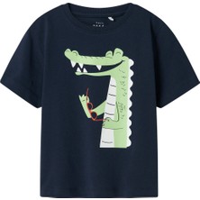 Name It Nmmvagno Ss Loose Top Mavi Erkek Çocuk Kısa Kol T-Shirt