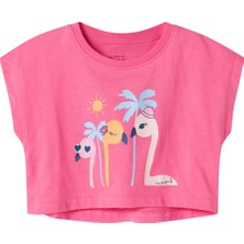 Name It Nmfvılma Capsl Crop Top Pembe Kız Çocuk Kısa Kol T-Shirt