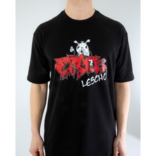 Oversıze Unisex Baskılı T-Shırt Crack Black