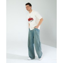 Oversıze Unisex Baskılı T-Shırt Crack Black