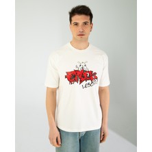 Oversıze Unisex Baskılı T-Shırt Crack Black